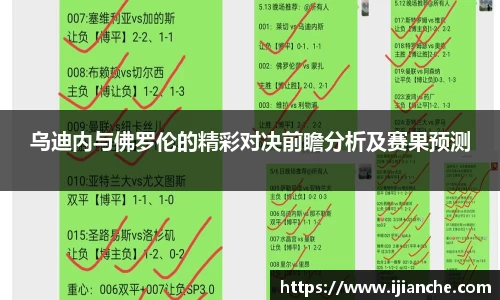 乌迪内与佛罗伦的精彩对决前瞻分析及赛果预测